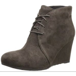 Taupe wedge booties